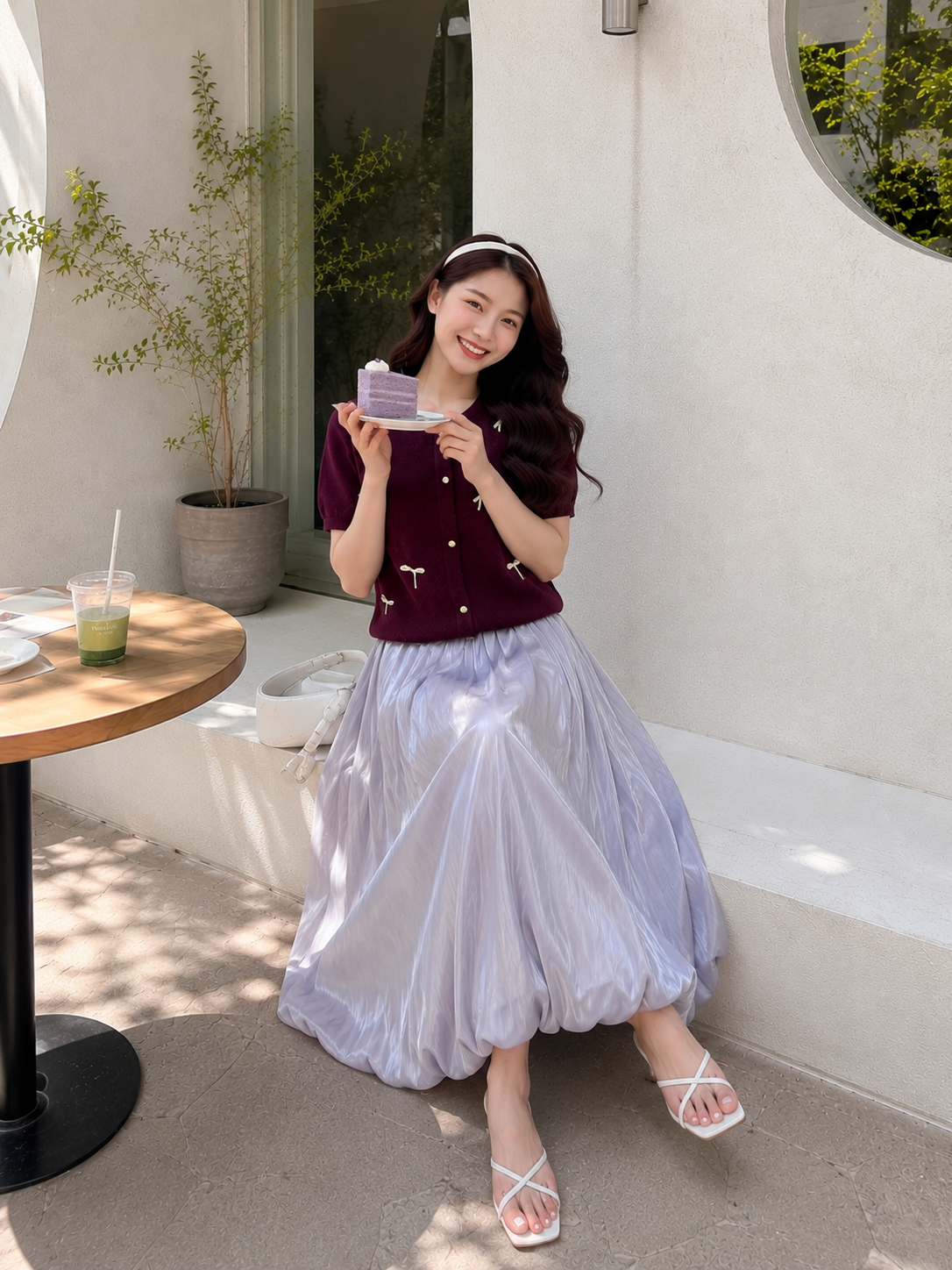 Nolan Baloon Midi Skirt - Silver